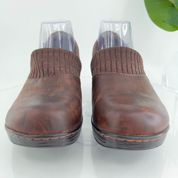 Born Womens Daphnes Clog Size 10 Brown Leather Wedge Heel Work Shoe Comfy - Picture 3 of 15